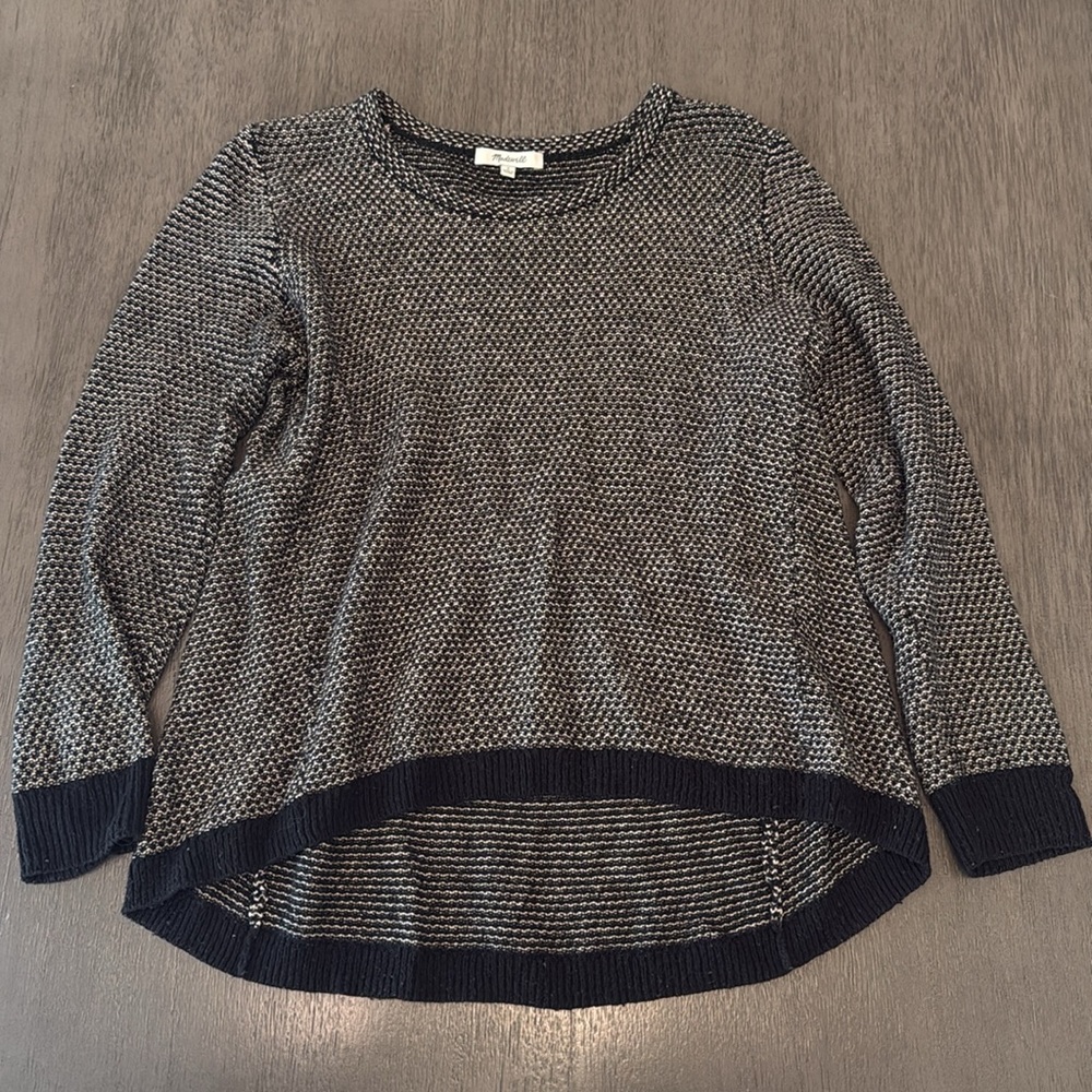 Madewell Size Women's Small Black and White Dot weave pullover sweater